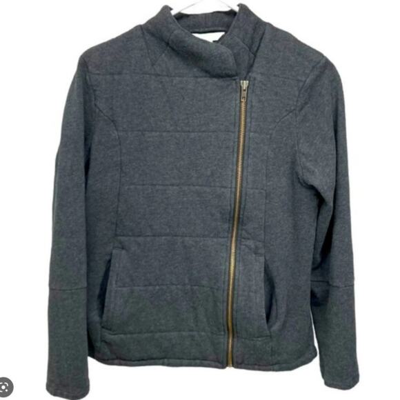 Garnet Hill Grey Asymmetrical Quilted Jacket Size 10/M - Picture 1 of 9